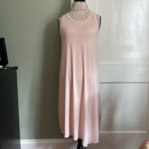 Workshop REPUBLIC CLOTHING Bare (Pale Pink) Cut & Sew Raw Cut Hem Midi Dress - Picture 1 of 10